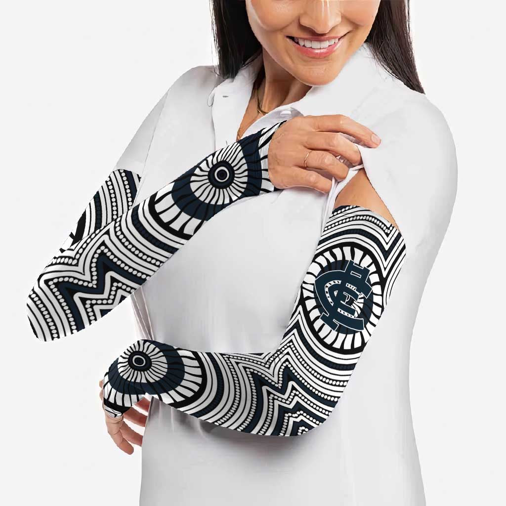 Carlton Football Club Arm Sleeves Indigenous Monochrome Dot Art Mascot Style
