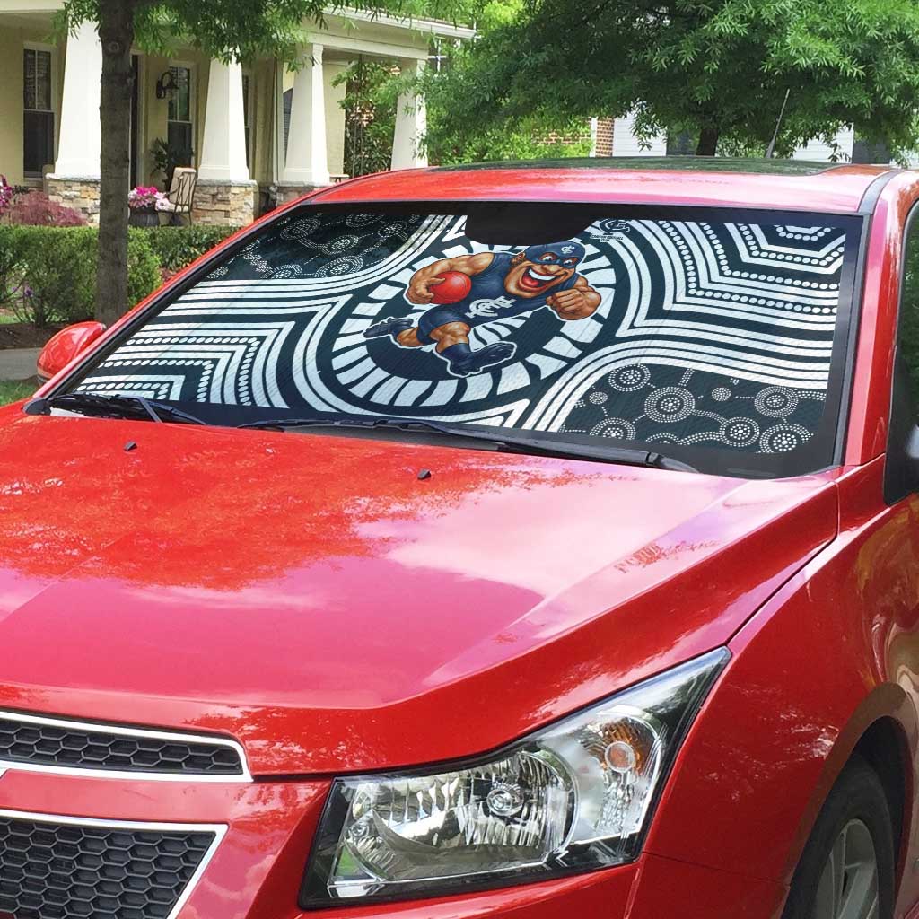 Carlton Football Club Auto Sun Shade Indigenous Monochrome Dot Art Mascot Style