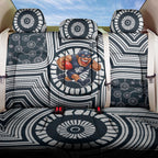 Carlton Football Club Back Car Seat Cover Indigenous Monochrome Dot Art Mascot Style