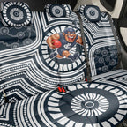Carlton Football Club Back Car Seat Cover Indigenous Monochrome Dot Art Mascot Style
