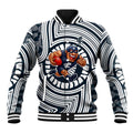 Carlton Football Club Baseball Jacket Indigenous Monochrome Dot Art Mascot Style