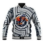 Carlton Football Club Baseball Jacket Indigenous Monochrome Dot Art Mascot Style