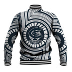Carlton Football Club Baseball Jacket Indigenous Monochrome Dot Art Mascot Style