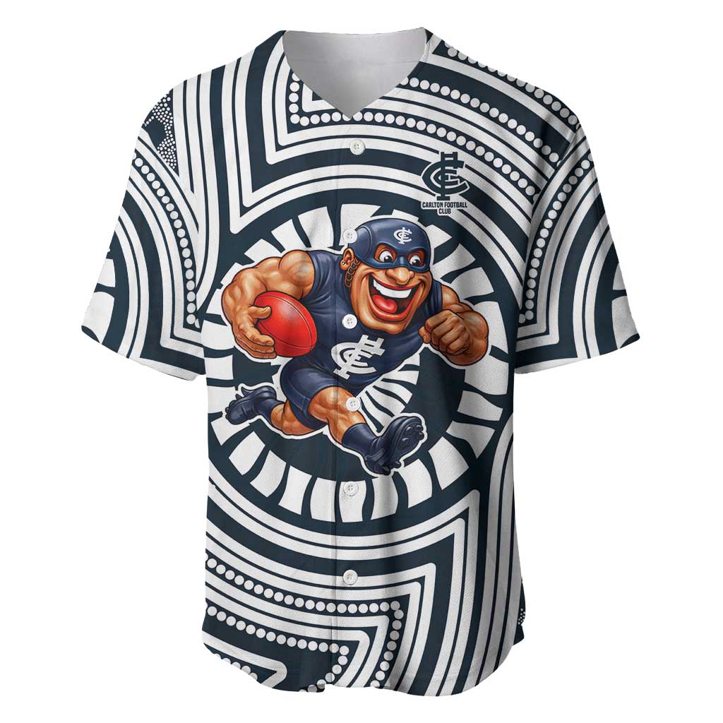 Carlton Football Club Baseball Jersey Indigenous Monochrome Dot Art Mascot Style