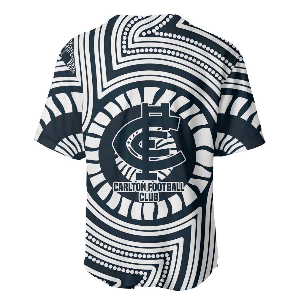 Carlton Football Club Baseball Jersey Indigenous Monochrome Dot Art Mascot Style