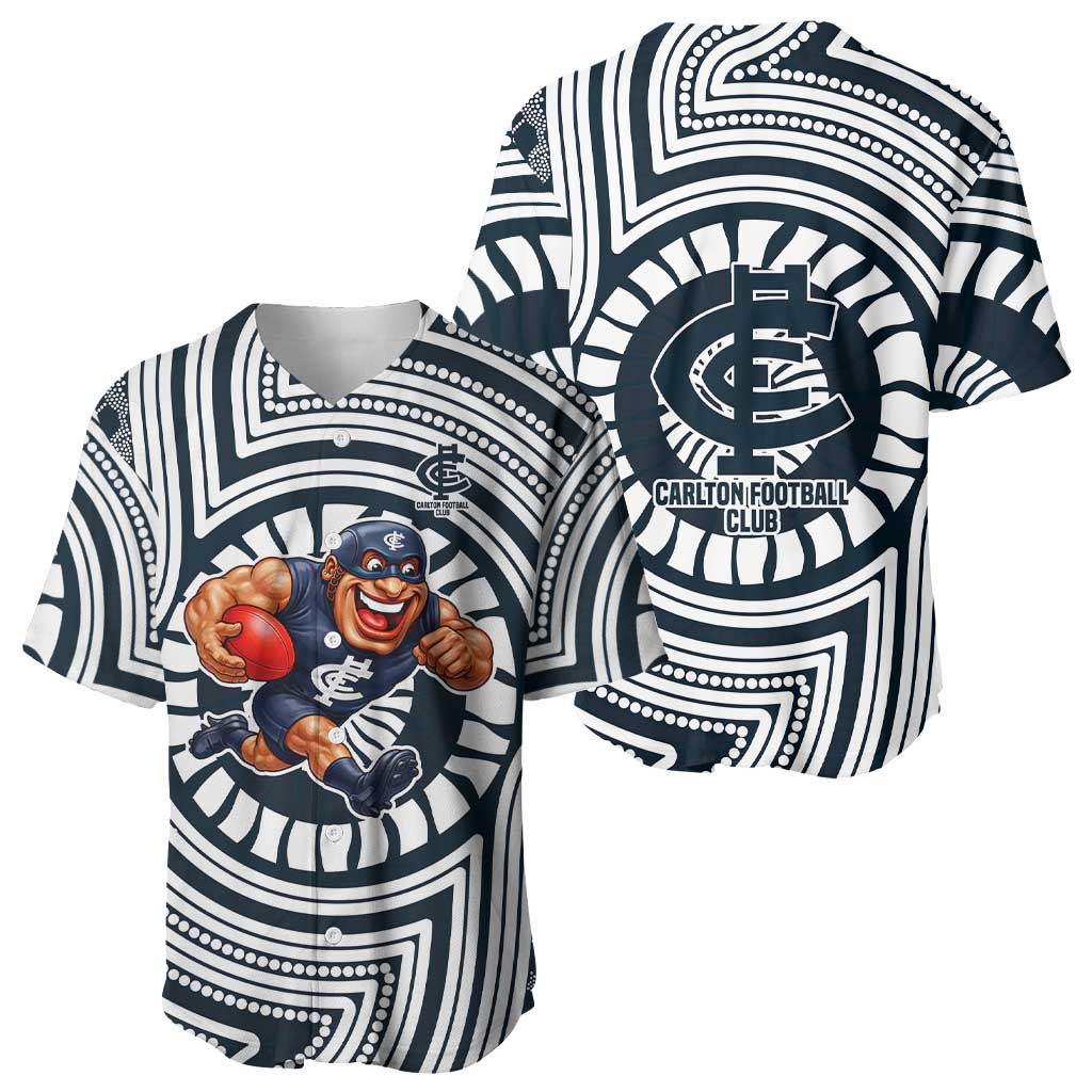 Carlton Football Club Baseball Jersey Indigenous Monochrome Dot Art Mascot Style