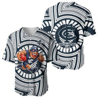 Carlton Football Club Baseball Jersey Indigenous Monochrome Dot Art Mascot Style