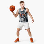 Carlton Football Club Basketball Jersey Indigenous Monochrome Dot Art Mascot Style
