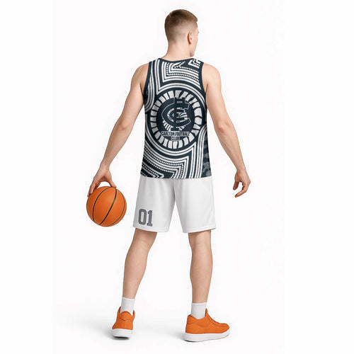 Carlton Football Club Basketball Jersey Indigenous Monochrome Dot Art Mascot Style