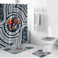 Carlton Football Club Bathroom Set Indigenous Monochrome Dot Art Mascot Style