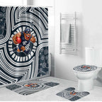 Carlton Football Club Bathroom Set Indigenous Monochrome Dot Art Mascot Style