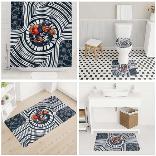 Carlton Football Club Bathroom Set Indigenous Monochrome Dot Art Mascot Style