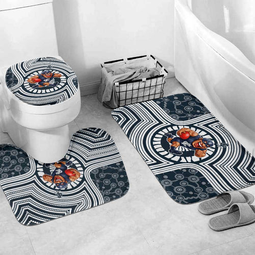 Carlton Football Club Bathroom Set Indigenous Monochrome Dot Art Mascot Style
