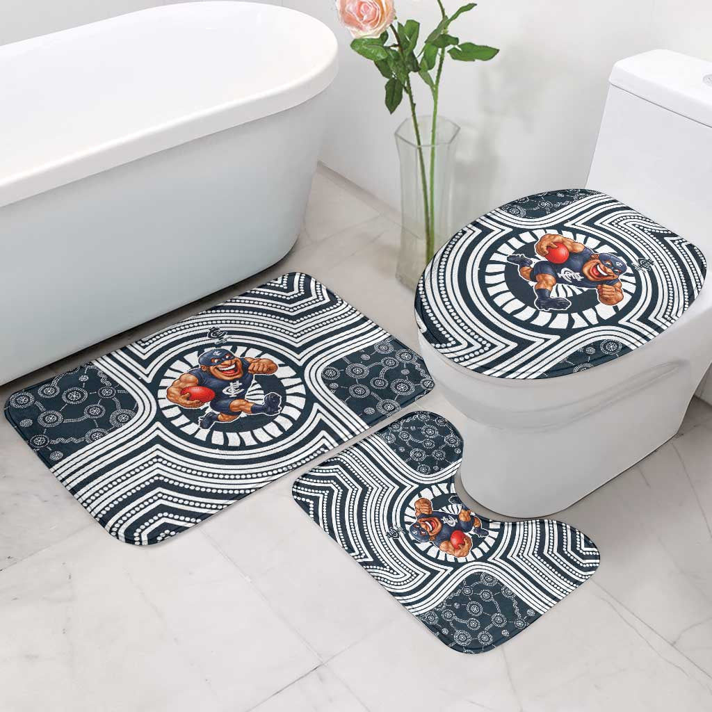 Carlton Football Club Bathroom Set Indigenous Monochrome Dot Art Mascot Style