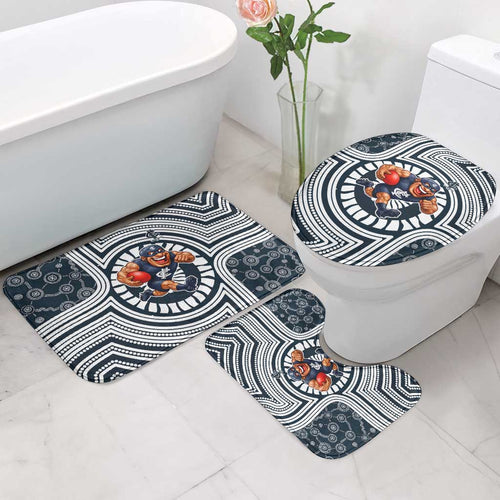 Carlton Football Club Bathroom Set Indigenous Monochrome Dot Art Mascot Style