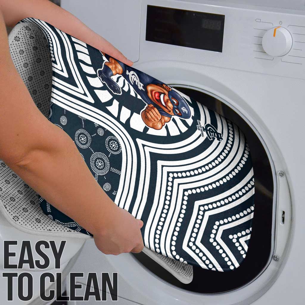 Carlton Football Club Bathroom Set Indigenous Monochrome Dot Art Mascot Style