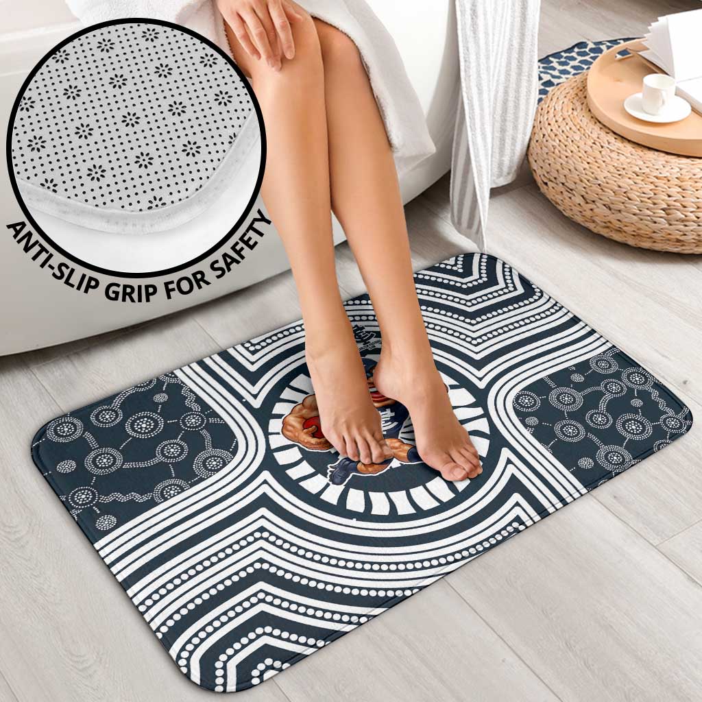 Carlton Football Club Bathroom Set Indigenous Monochrome Dot Art Mascot Style