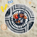 Carlton Football Club Beach Blanket Indigenous Monochrome Dot Art Mascot Style