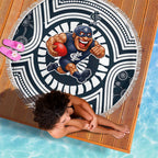 Carlton Football Club Beach Blanket Indigenous Monochrome Dot Art Mascot Style