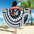 Carlton Football Club Beach Blanket Indigenous Monochrome Dot Art Mascot Style