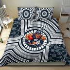 Carlton Football Club Bedding Set Indigenous Monochrome Dot Art Mascot Style