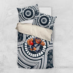 Carlton Football Club Bedding Set Indigenous Monochrome Dot Art Mascot Style