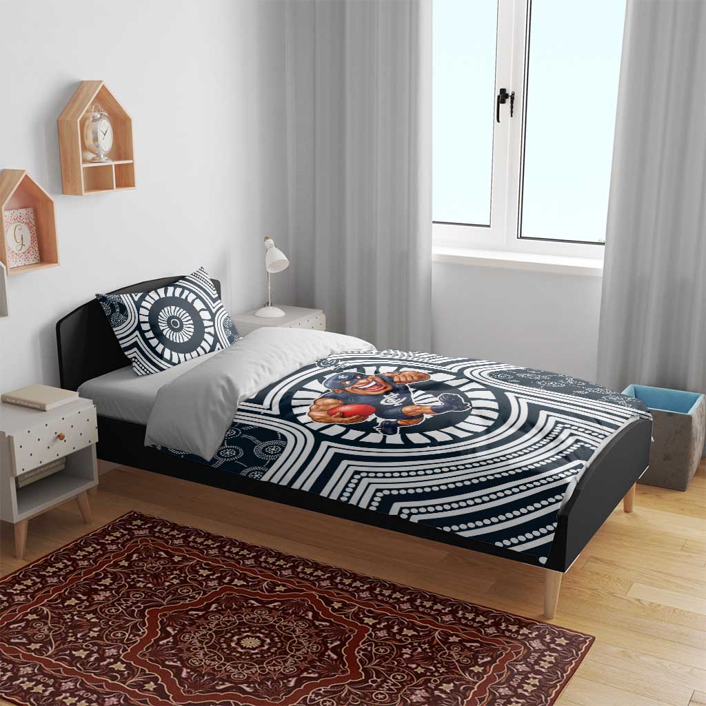 Carlton Football Club Bedding Set Indigenous Monochrome Dot Art Mascot Style
