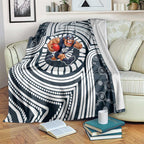 Carlton Football Club Blanket Indigenous Monochrome Dot Art Mascot Style