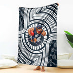 Carlton Football Club Blanket Indigenous Monochrome Dot Art Mascot Style
