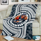 Carlton Football Club Blanket Indigenous Monochrome Dot Art Mascot Style