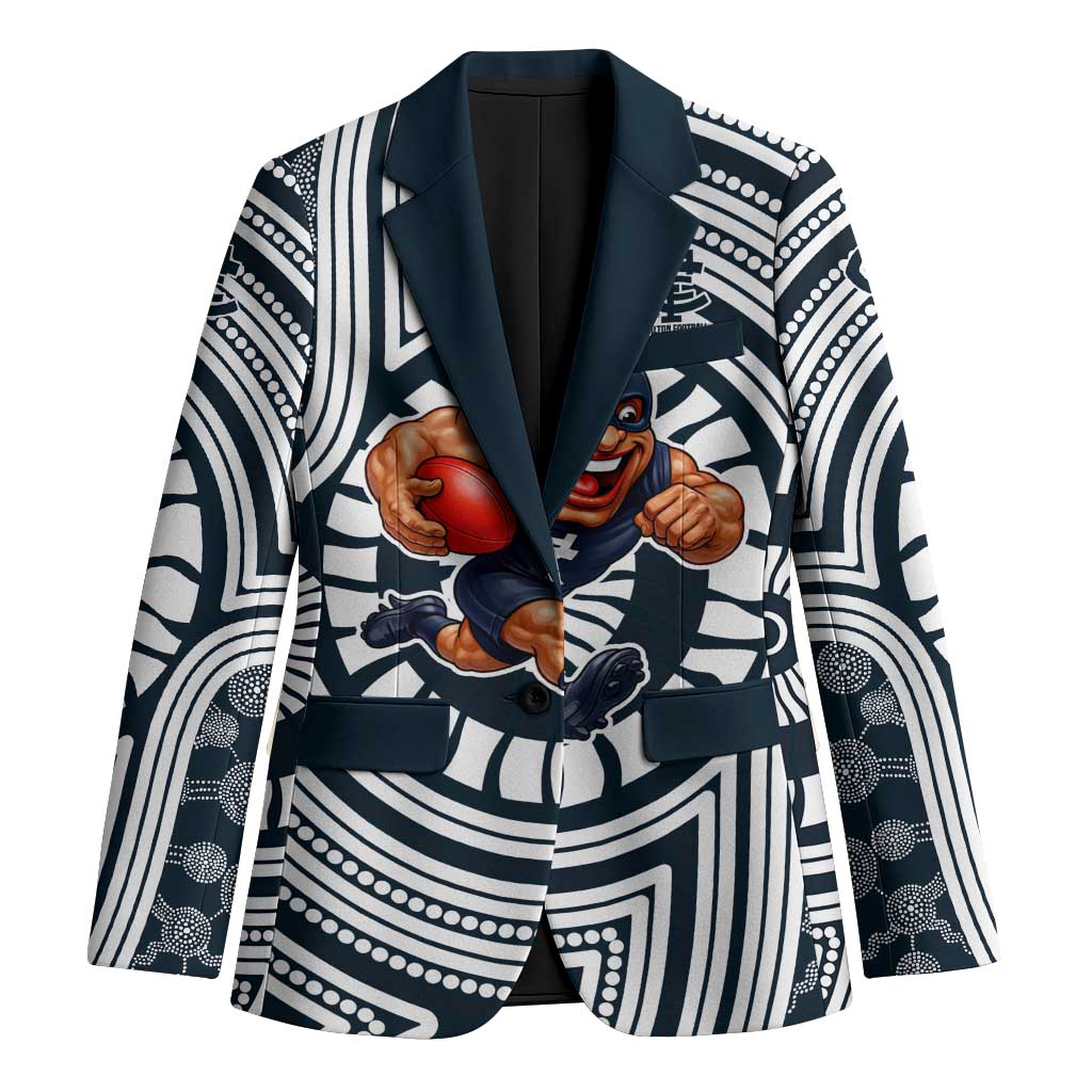 Carlton Football Club Blazer Indigenous Monochrome Dot Art Mascot Style