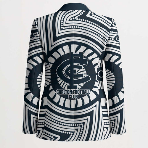 Carlton Football Club Blazer Indigenous Monochrome Dot Art Mascot Style