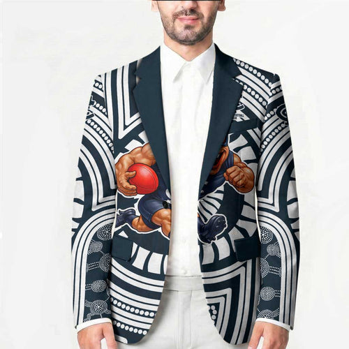 Carlton Football Club Blazer Indigenous Monochrome Dot Art Mascot Style