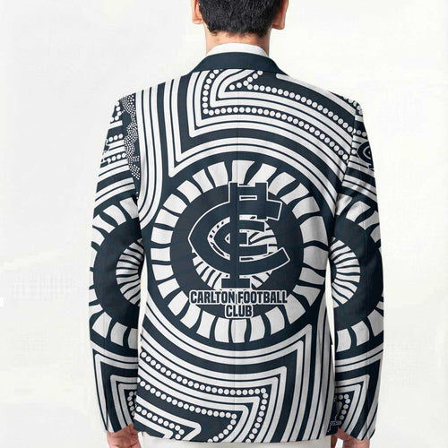 Carlton Football Club Blazer Indigenous Monochrome Dot Art Mascot Style
