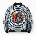 Carlton Football Club Bomber Puffer Jacket Indigenous Monochrome Dot Art Mascot Style