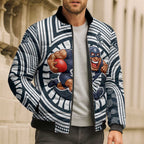 Carlton Football Club Bomber Puffer Jacket Indigenous Monochrome Dot Art Mascot Style