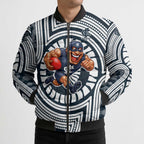 Carlton Football Club Bomber Puffer Jacket Indigenous Monochrome Dot Art Mascot Style