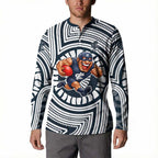 Carlton Football Club Button Sweatshirt Indigenous Monochrome Dot Art Mascot Style