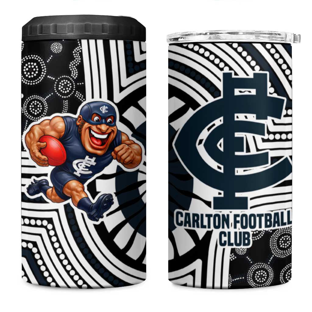 Carlton Football Club 4 in 1 Can Cooler Tumbler Indigenous Monochrome Dot Art Mascot Style