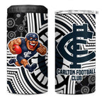 Carlton Football Club 4 in 1 Can Cooler Tumbler Indigenous Monochrome Dot Art Mascot Style