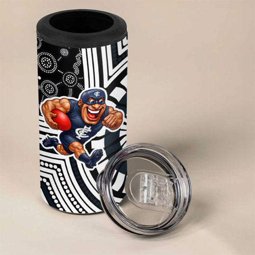 Carlton Football Club 4 in 1 Can Cooler Tumbler Indigenous Monochrome Dot Art Mascot Style