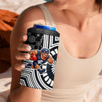 Carlton Football Club 4 in 1 Can Cooler Tumbler Indigenous Monochrome Dot Art Mascot Style