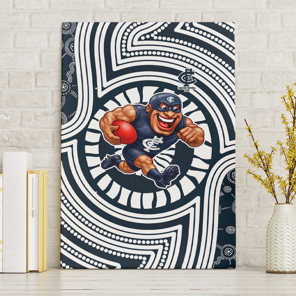 Carlton Football Club Canvas Wall Art Indigenous Monochrome Dot Art Mascot Style