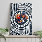 Carlton Football Club Canvas Wall Art Indigenous Monochrome Dot Art Mascot Style