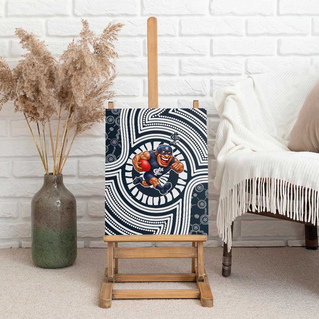 Carlton Football Club Canvas Wall Art Indigenous Monochrome Dot Art Mascot Style