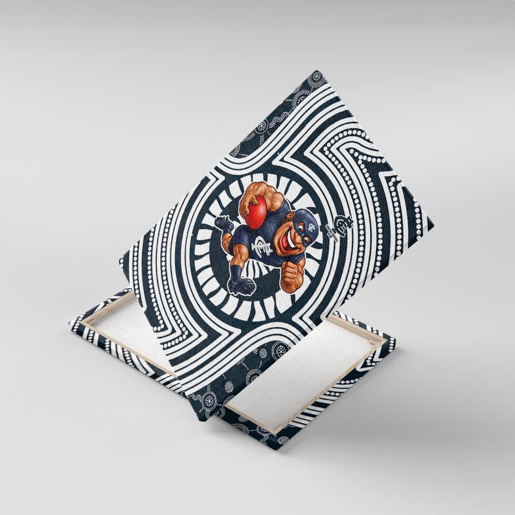 Carlton Football Club Canvas Wall Art Indigenous Monochrome Dot Art Mascot Style