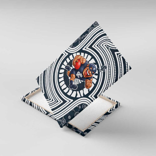 Carlton Football Club Canvas Wall Art Indigenous Monochrome Dot Art Mascot Style