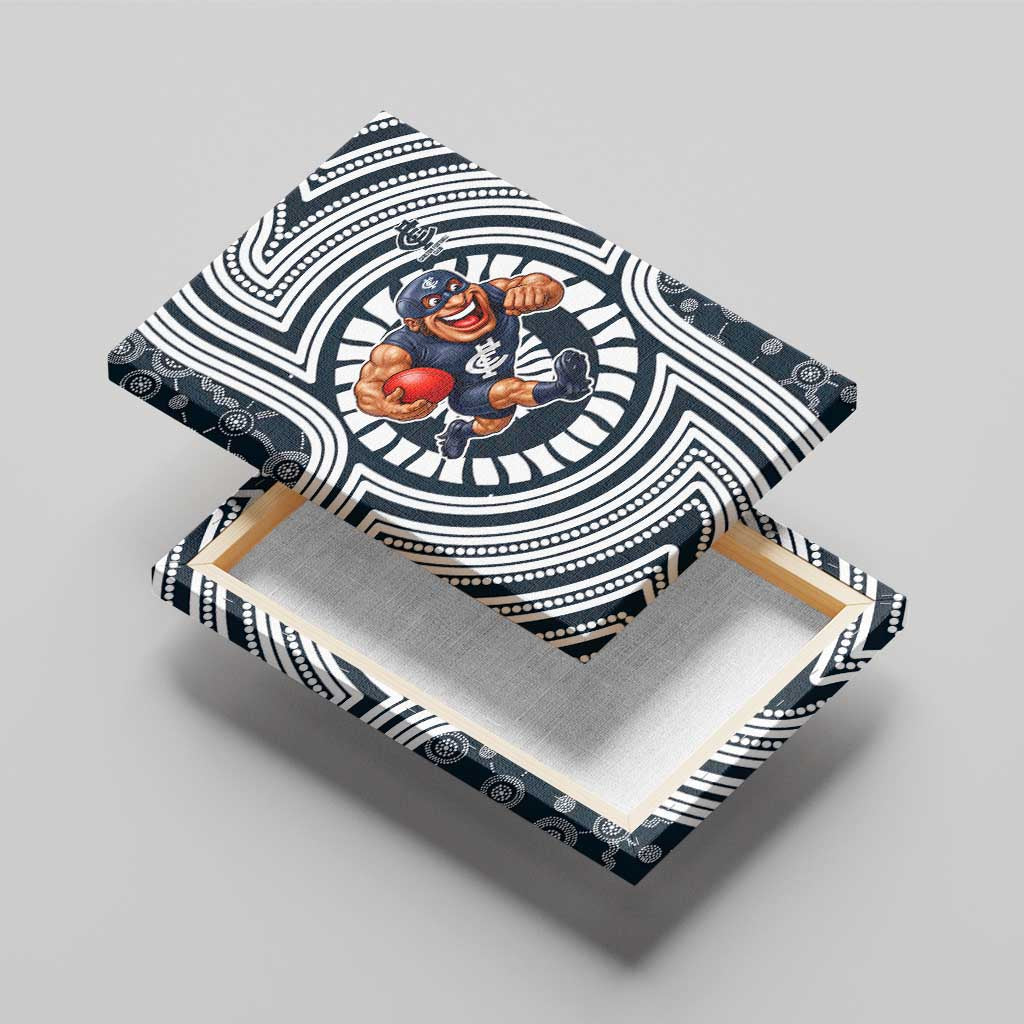 Carlton Football Club Canvas Wall Art Indigenous Monochrome Dot Art Mascot Style