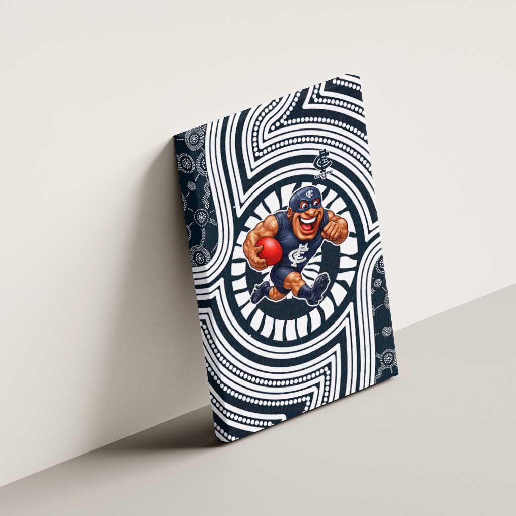 Carlton Football Club Canvas Wall Art Indigenous Monochrome Dot Art Mascot Style