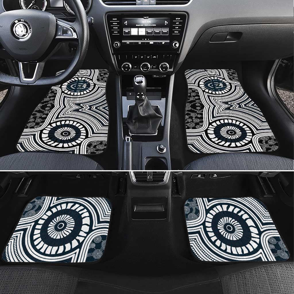 Carlton Football Club Car Mats Indigenous Monochrome Dot Art Mascot Style